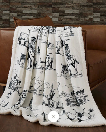 Ranch Life Campfire Sherpa Throw NEW